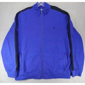 Polo Ralph Lauren Track Jacket Mens XXL Blue Black Stripe Full Zip Casual Cptton